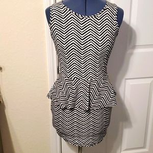 Fitted Black & White Print Dress